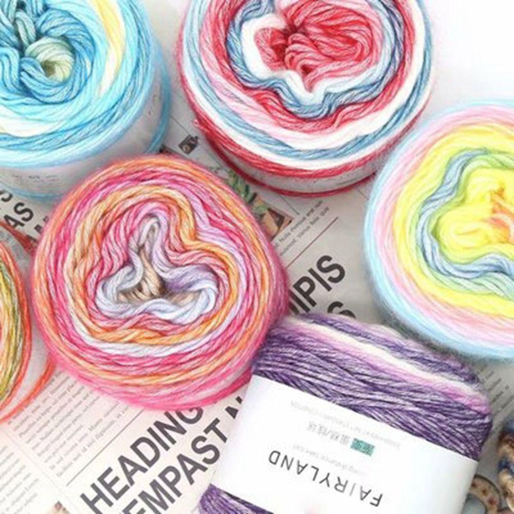 Handgewebt Regenbogen Wolle Garn Farbverlauf Mehrfarbig Garnfärbung Häkeln Kuchen Garn Sofa