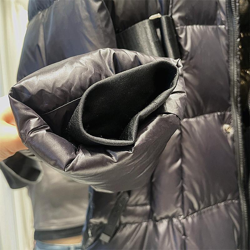 Winter new goose down jacket women's long knee hooded waist thin fashion glossy warm women's coat tide