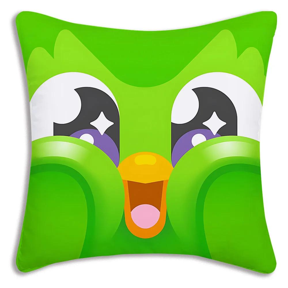 Duolingo Örngott Tecknad Soffa Dekorativ Hem Dubbelsidig Tryckning Kort Plysch Söt Kuddfodral