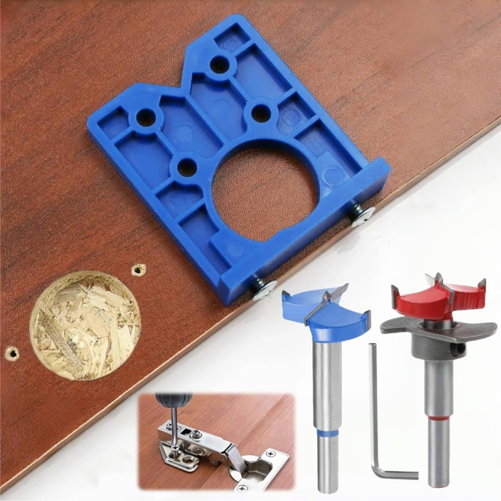 35mm Hinge Hole Drilling Guide Locator DIY Wood Furniture Door Cabinets Hinge Installation Drilling Jig ABS Woodworking Tools
