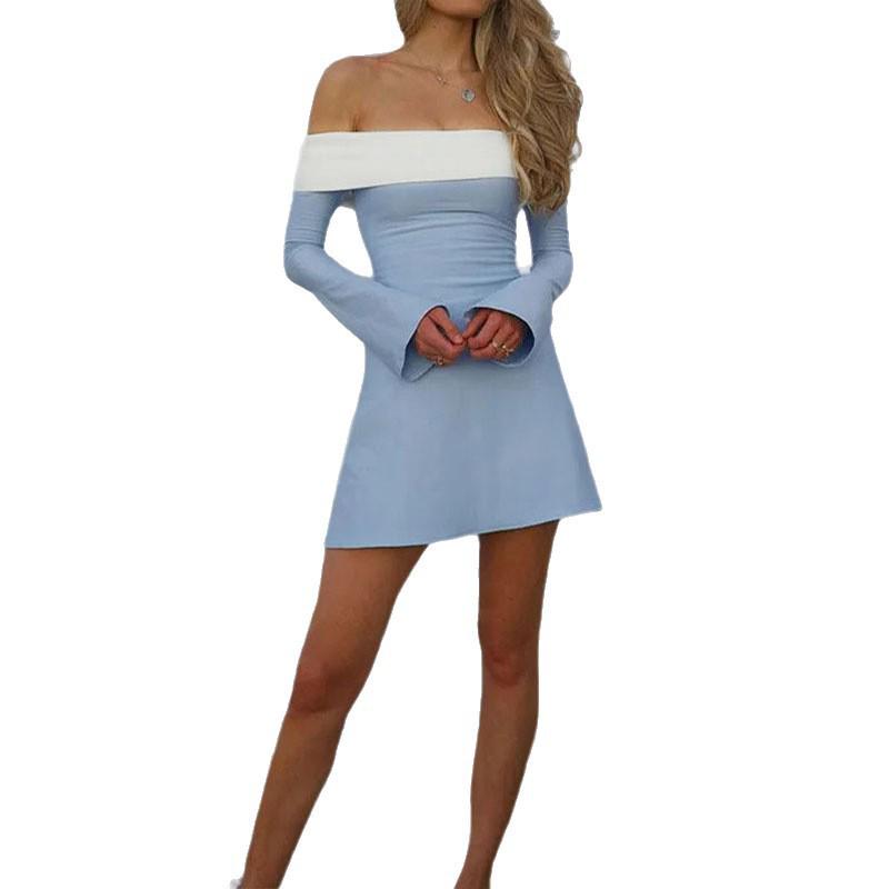 2026 Spring European-American Slim Fit One-Shoulder Mini Dress