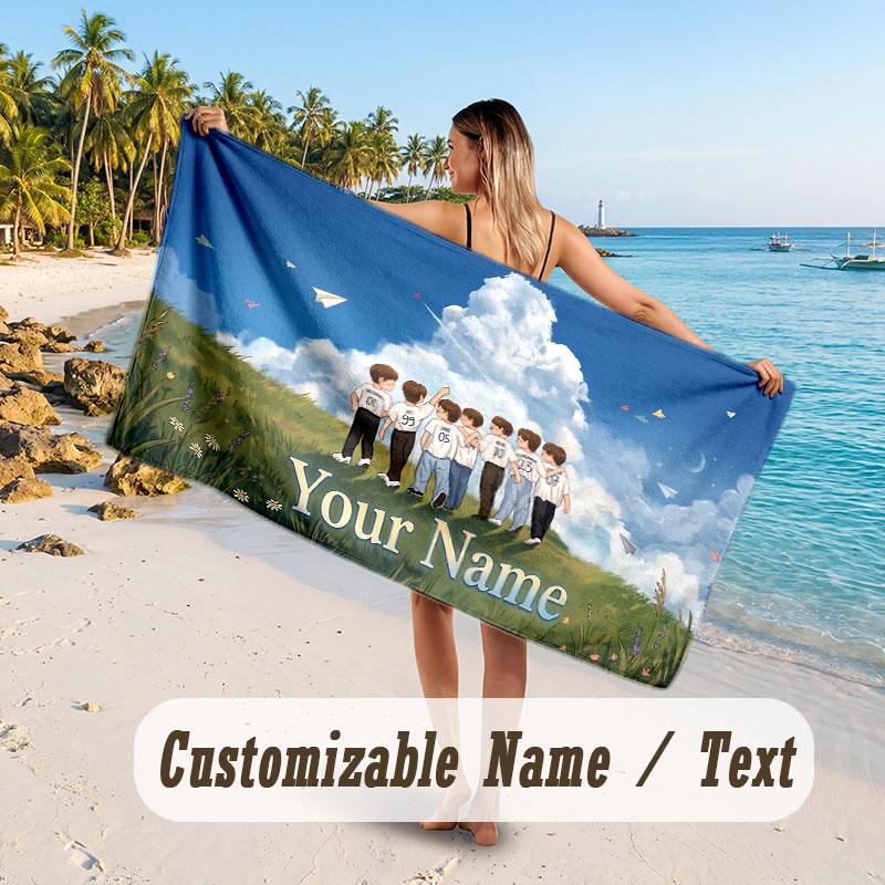 Custom Name Large Beach Towel,ENHYPEN Quick Absorbent Towel For Outdoor Travel Poolside