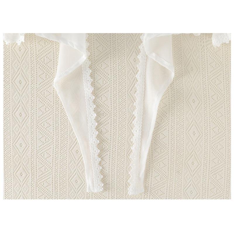 Chiffon Cardigan White Transparent Mesh Shawl Pagoda Sleeve Women's Sun Protection Clothing Short Thin Coat Summer Matching Straps