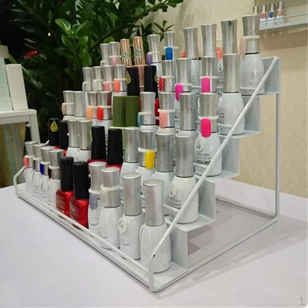 

/ 5-уровневый органайзер для лака для ногтей, металлическая настенная стойка для 24/36/50 бутылок - белый, вмещает 50 штук