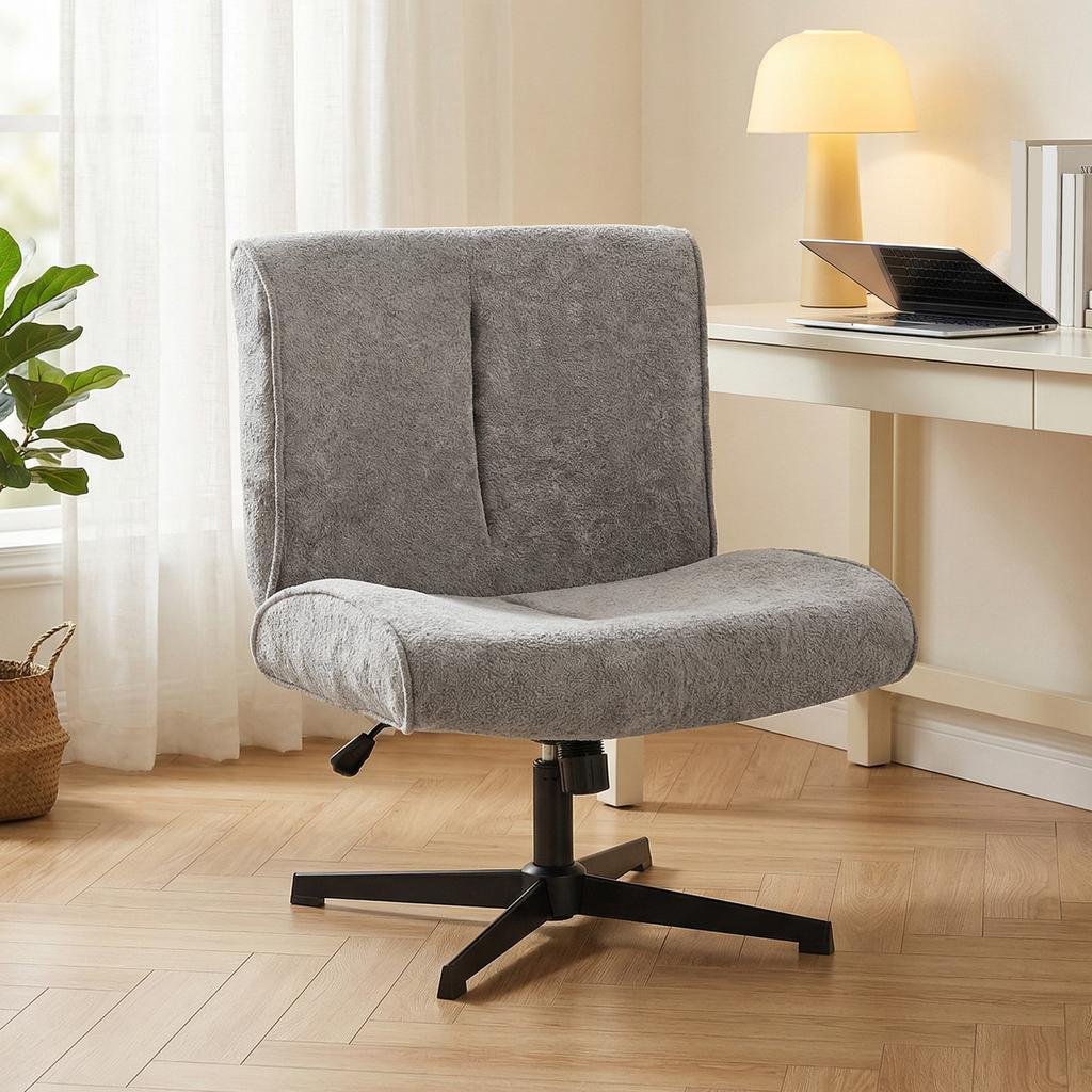 Swivel Accent Chair, Velvet Upholstered Lounge Chair with Height Adjustment for Living Room Office, Grey