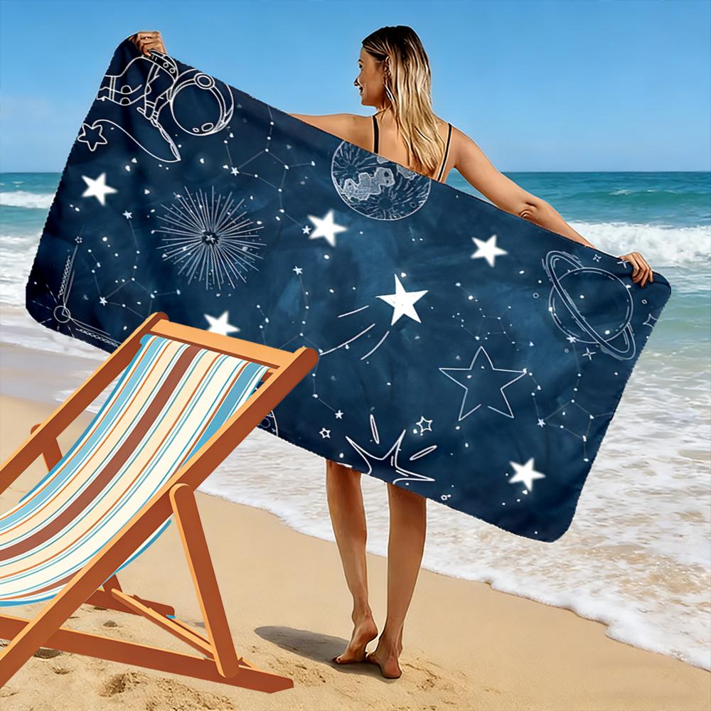 Astronaut und Sterne Galaxie Design Strandtuch schnelltrocknend für Reise Outdoor-Sport Joggen Strand und Schwimmen