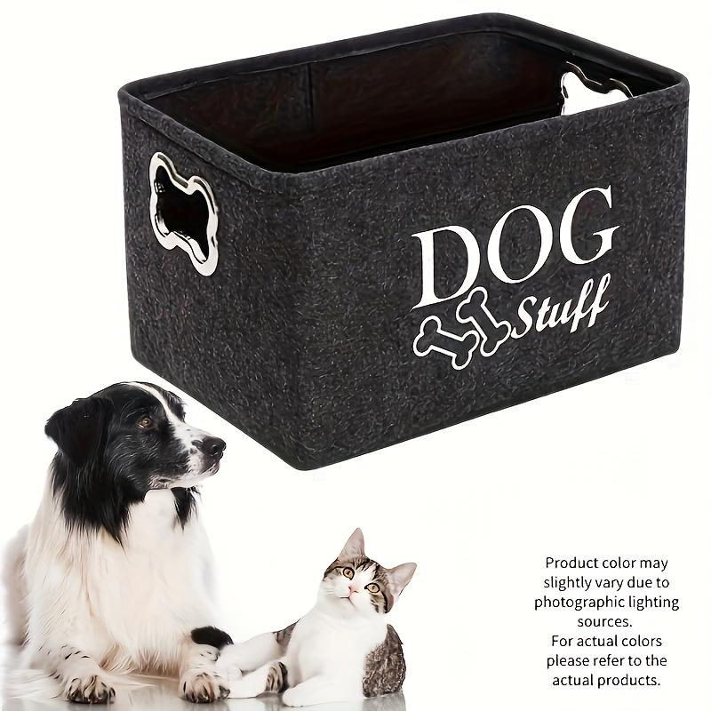 Pet Storage Box - Black Plush Durable Polyester No Assembly Toy Blanket Rope Organizer Basket Pet Chest Organizer