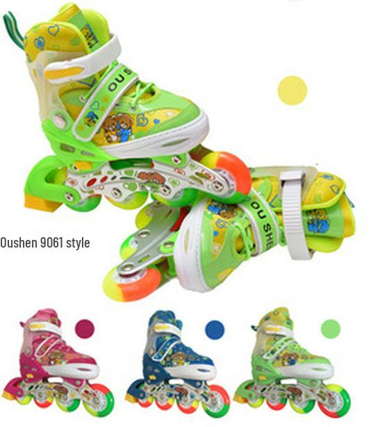 Adjustable Beginner Roller & Inline Quad Skates Set - 4-Wheel Skating Shoes