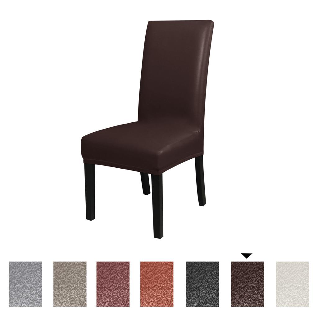 Waterproof PU Leather Dining Chair Covers, Stretch Oilproof Parsons Chair Slipcovers Removable Washable Kitchen Chair Protector for Dining Room