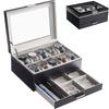 ProCase Watch Holds 10 Large Capacity with Display Watch Box with Glass Jewelry Watch Perfect Gift for Anniversary Case, Watches, 2-Tier, Drawers,
