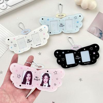 Cute Angel Wings Card Sleeve Pendant Clear DIY Design Card Cover Bag Pendant Photocard Holder