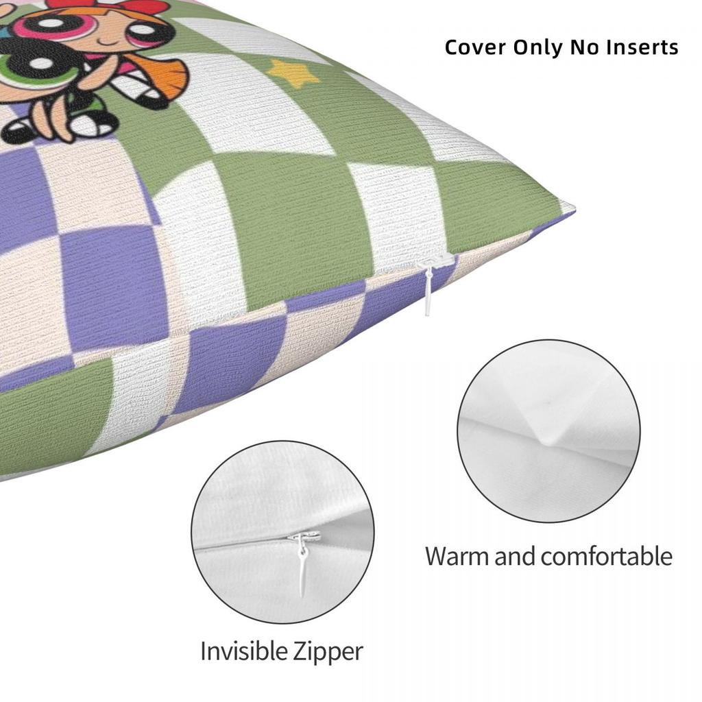 Home Decorations Powerpuff Cartoon Pillowcase Merch Pillow Cover Zippered Multi Size