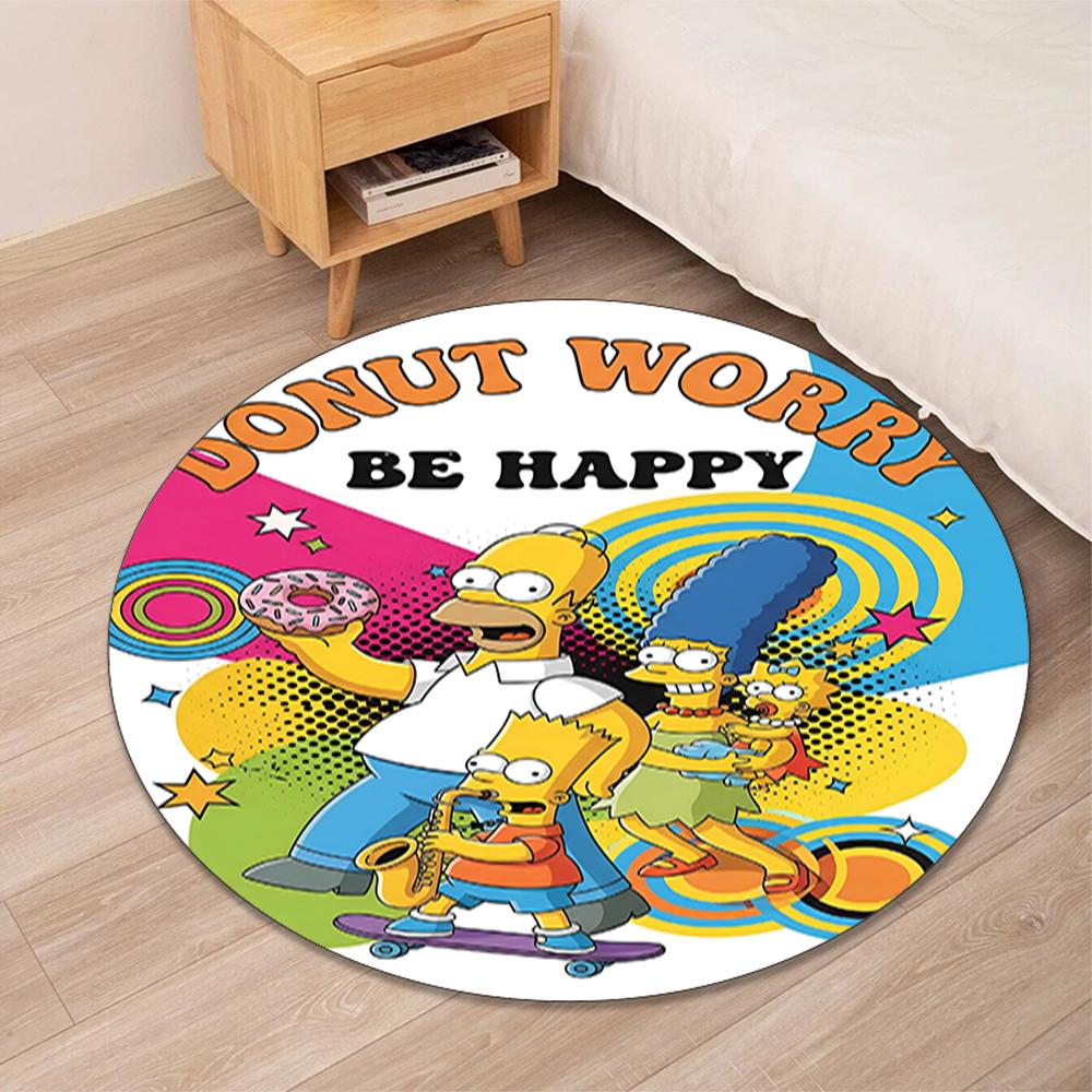 THE SIMPSONS Printed Round Rug Carpet Chair Rug Area Rug Entryway Doormats,for Office Chair Living Room Bedroom Kitchen Room.