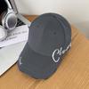 2026 New Korean Style Letter Baseball Cap for Women Solid Black Hard Top Fashion Sun Hat Large Head Circumference Visor Caps