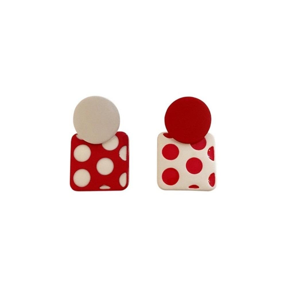 Flower Round Stud Earrings Temperament Jewelry Gift Elegant Polka Dot Earrings  Party