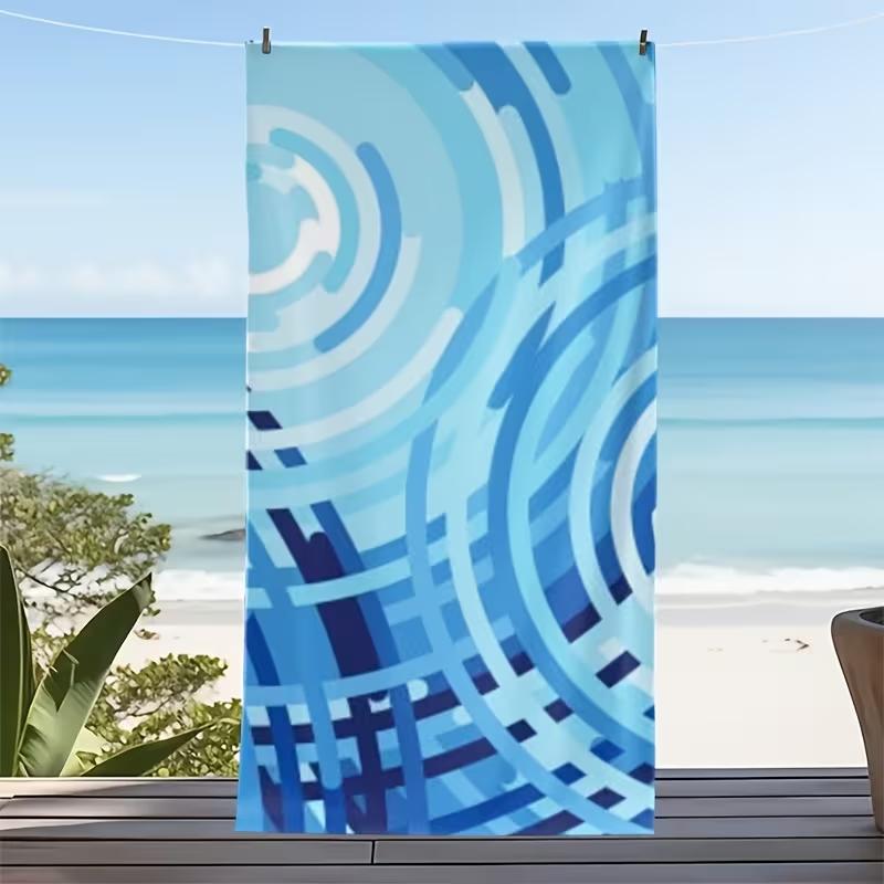 Minimalist Ocean Wave Line Print Beach Towel Soft Quick Dry Sand Resistant Absorbent Beach Blanket for Summer Vacation Camping