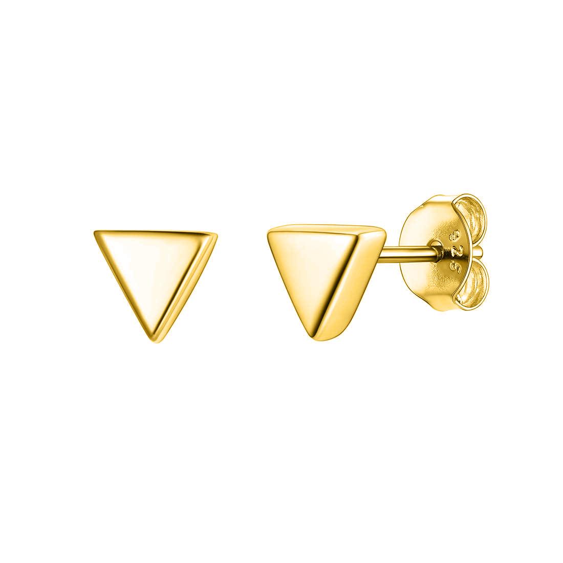 925 Sterling Silver Gold Vermeil Triangle Stud Earring жёлтый