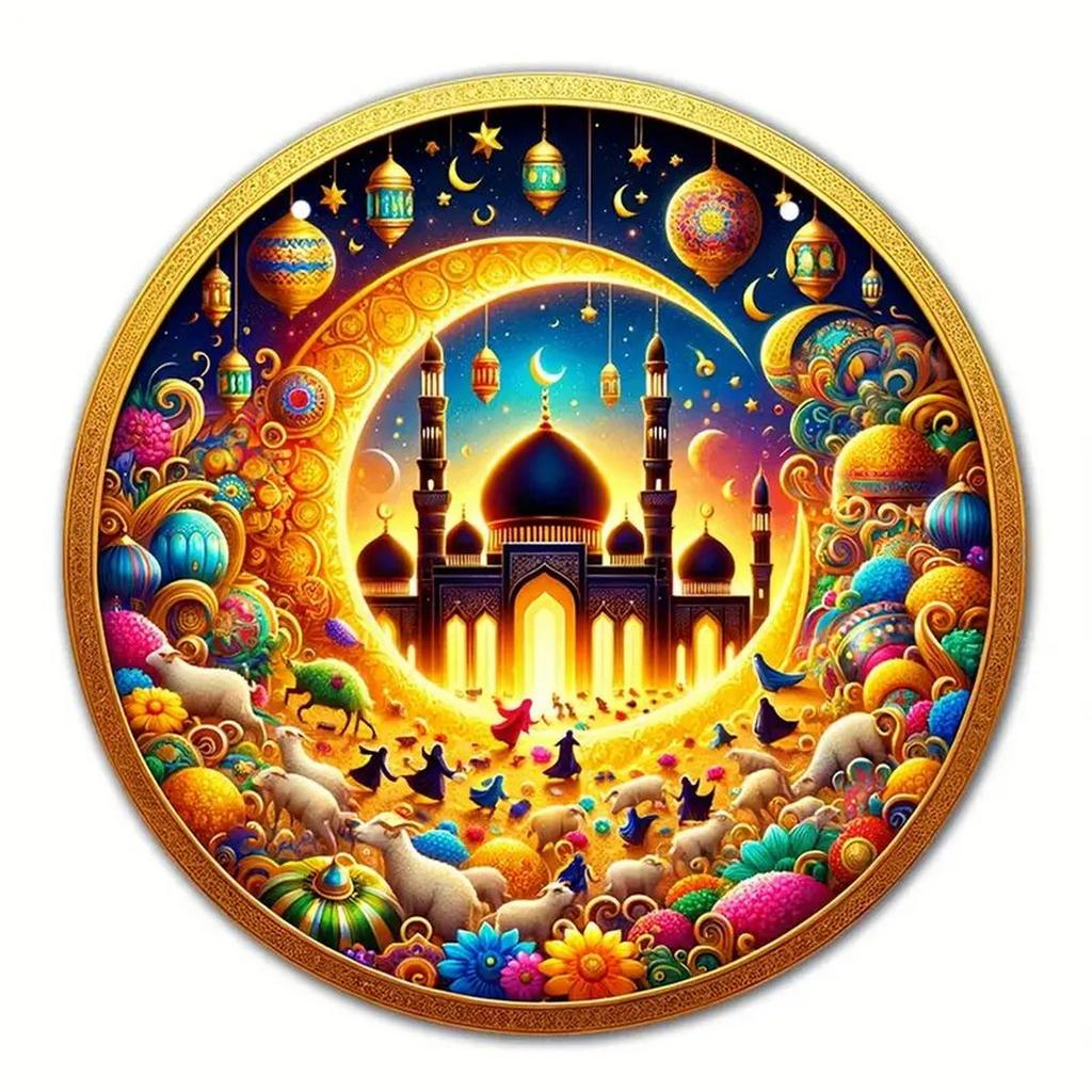 Retro Round Metal Tin Signs Sun And Moon Face Decor Pattern Nostalgic Iron Painting Novelty For Cafe Bar Man Cave Wall Decor