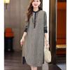 EST+II Women's Long Sleeve Plaid Patchwork Midi Casual Dress