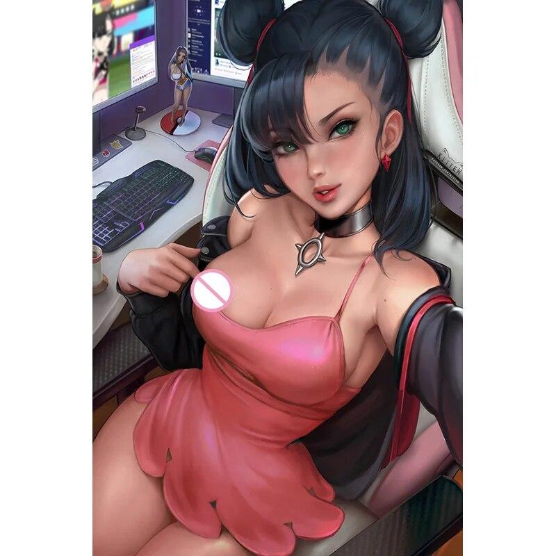 Print Canvas Game Black Silk Stockings Tifa Nude Sexy Girl Art Living Room Bedroom Hanging Picture