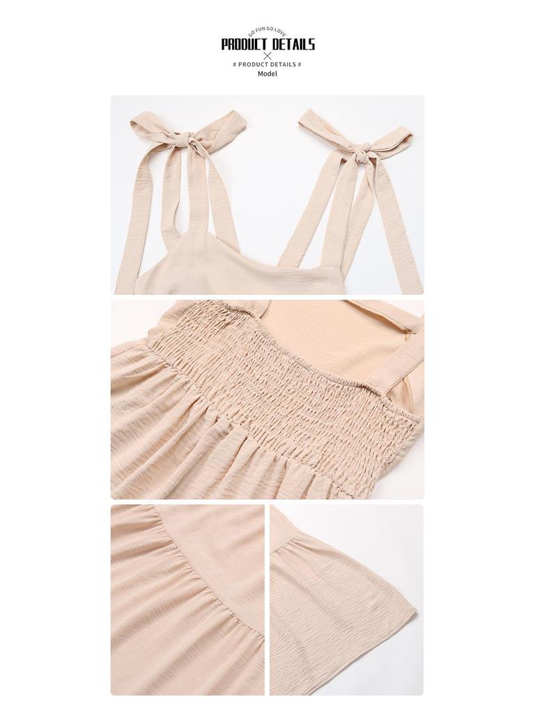 Summer Women's Solid Backless Spaghetti Strap Long Dress