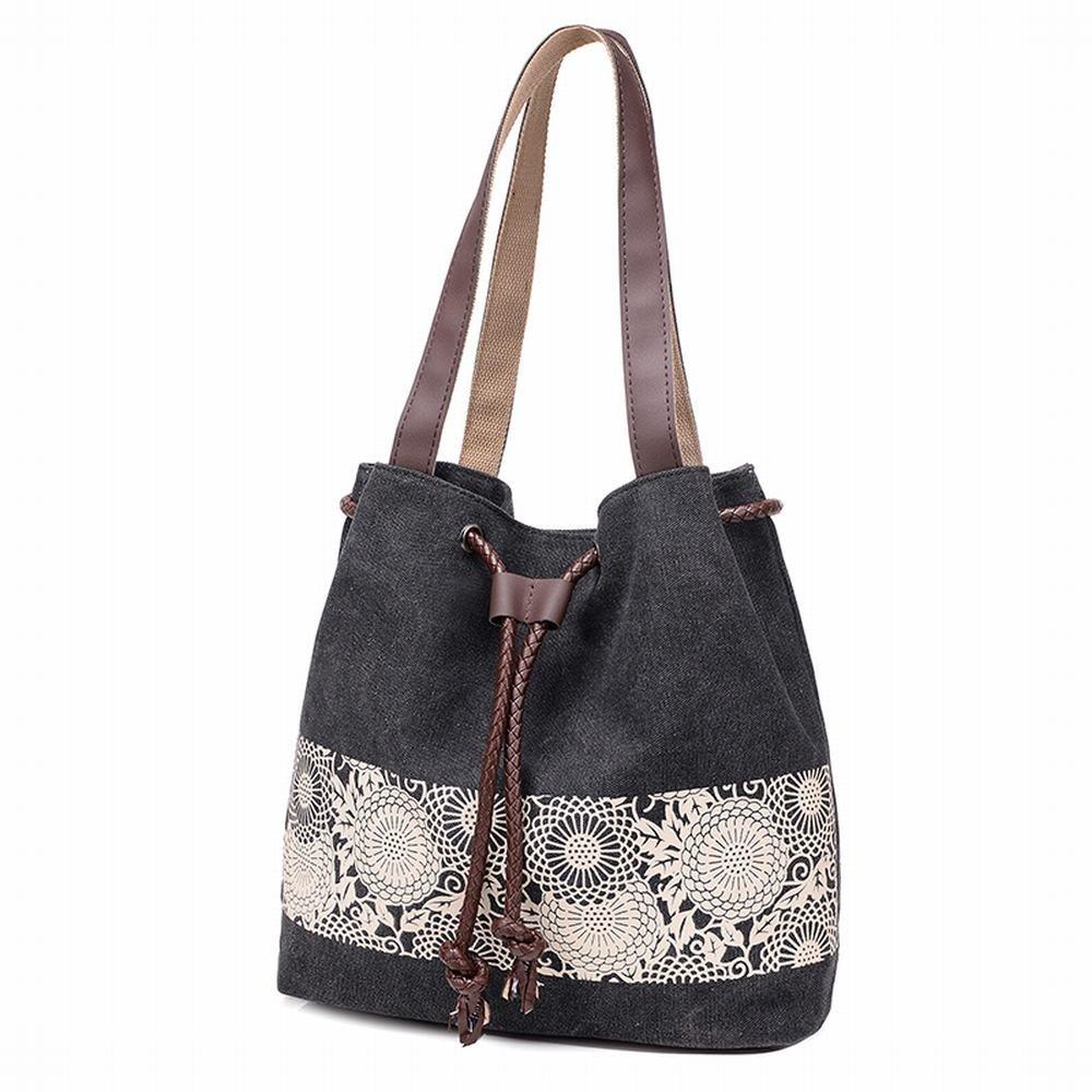 

[PHOENIX IKKI] Lace Floral Print Canvas Fabric Cute Canvas Bag, Fabric Tote Bag, Shoulder Bag, Barrack