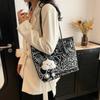 Street Fashion Graffiti Tote Bag For Women Pu And Fabric Blend Large Capacity Zip Closure Phone Pocket Daily Commute Essentials