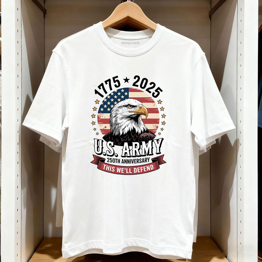

US Army 250th Anniversary 17752025 Patriotic Veteran Tribute Classic t shirt Women Unisex Casual cotton graphic t shirts S