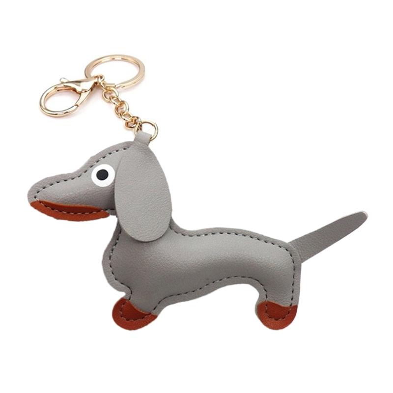 Mini Dachshund Dog Keychain  PU Leather Animals Keyring Hanging Ornament Backpack Handbag Charm Gift for Men Women
