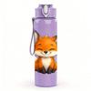 1PC Fluffy Forest Fox Cartoon 750ml Color Plastic Sports Water Bottle Leakproof Flip Straw Lid Suitable for Sports Office Home Use