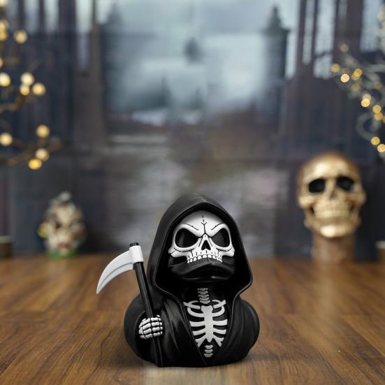 Scythe Skeleton Duck Figurine Resin Gothic Duck Ornament Skeleton Duck Collectible Statue for Halloween Decor Home Office Desk