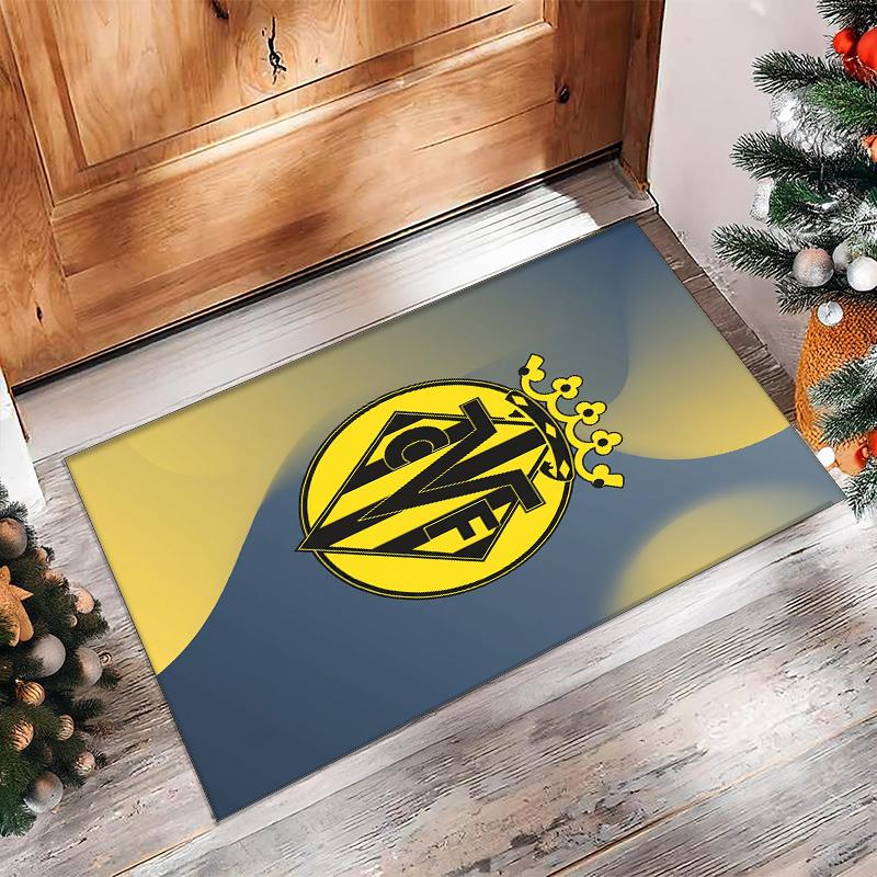 Villarreal FC Soccer Football Pattern Soft Area Rug Non Slip Indoor Floor Carpet Sports Decor Mat for Bedroom