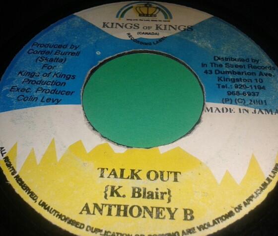 

7inch Record ANTHONY B Talk Out NONE Kings Of Kings 2001 Jamaica Reggae Ska Dub Used