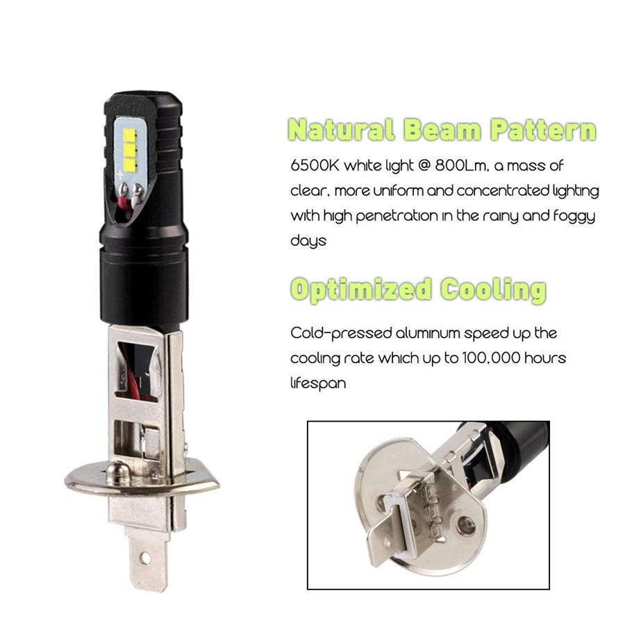 160W H1 Led Bulbs For Cars Daytime Driving Fog Lights CSP Chip Super Bright 6000K White Lighting High Power
