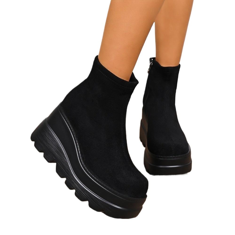 2025 European & American Fashion Autumn-Winter New Women's Ankle Boots - Side-Zip Wedge Heel