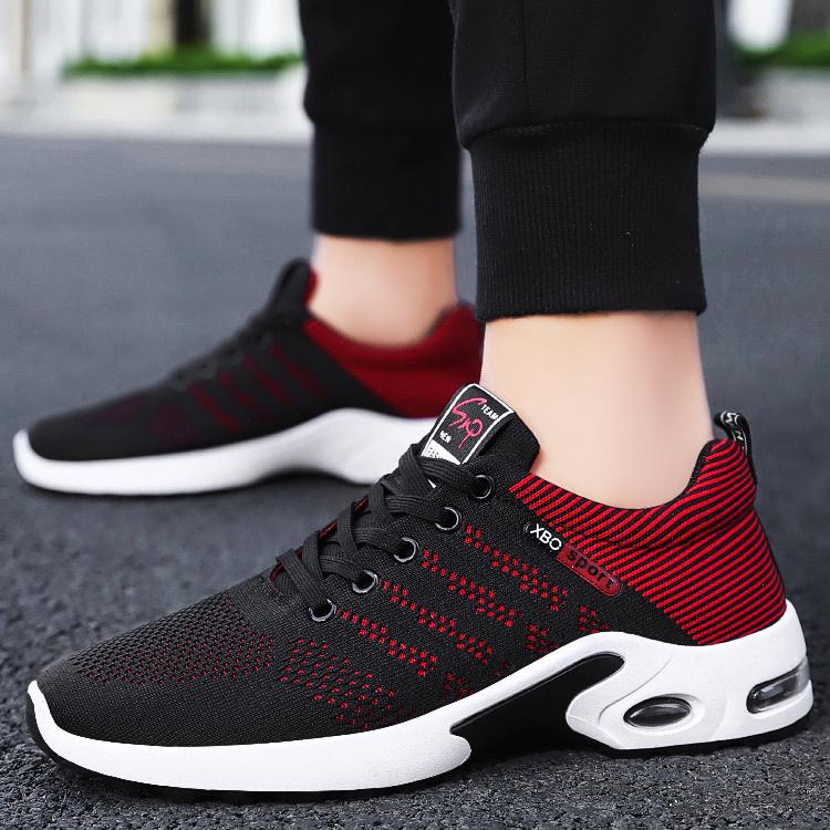 

Весенние новые дышащие нескользящие спортивные мужские кроссовки для бега на шнуровке 44 красный/чёрный