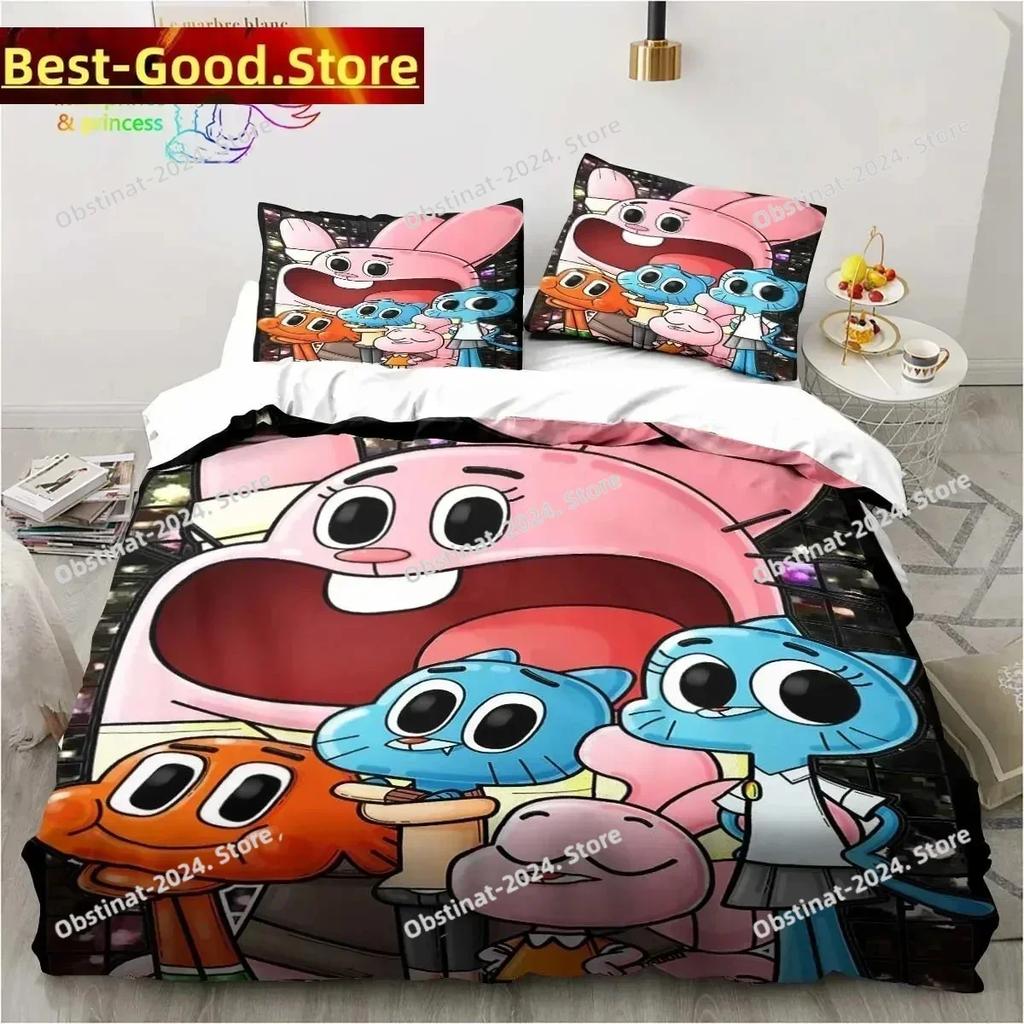 Amazing World Gumball 3D Printed Bedding Set Single Twin Full Queen King Size Bed Set Adult Kid Bedroom Bedding Gift