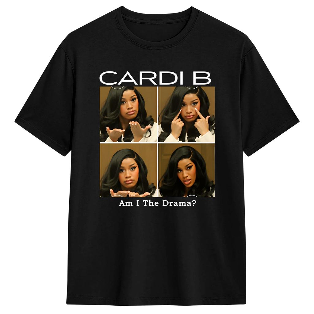 Oversized T Shirt Beach Cardi B Am I The Drama Popular TShirts Cotton Tee Shirt for Unisexs Y2K Basic Short Sleeve Tops