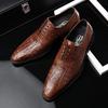 Fashion Men's Luxury Crocodile Pattern Genuine Leather Shoes Handmade Vintage Casual Custom Pointed Toe Oxford Dress Shoes