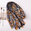 Japanese-Style Cotton & Linen Bohemian Scarf - Cashew Print and Silk Blend, Retro Artistic Design, Sunscreen Towel