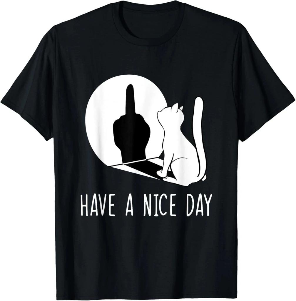Funny Middle Finger Cat Sarcastic Cat Have A Nice Day T Shirt