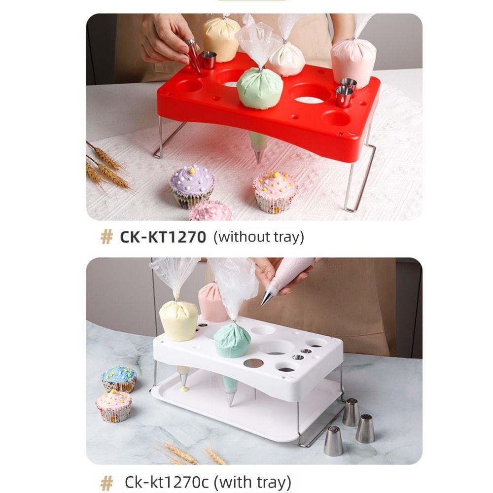 Stainless Steel Feet Cream Bag Storage Rack Multi Holes Decorating Tip Bags Shelf  Pastry
