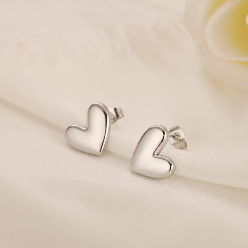 Teamer Love Heart Irregular Surface Stud Earrings for Women Girls Stainless Steel Fashion Simple Earrings Valentine's Day Gift