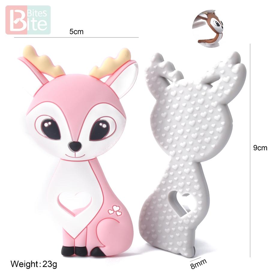 Bite Bites 1Pc Silicone Teether Christmas Gifts Tree Snowflake Pacifier Chain Making Food Grade Silicone Sika Deer Baby Teether