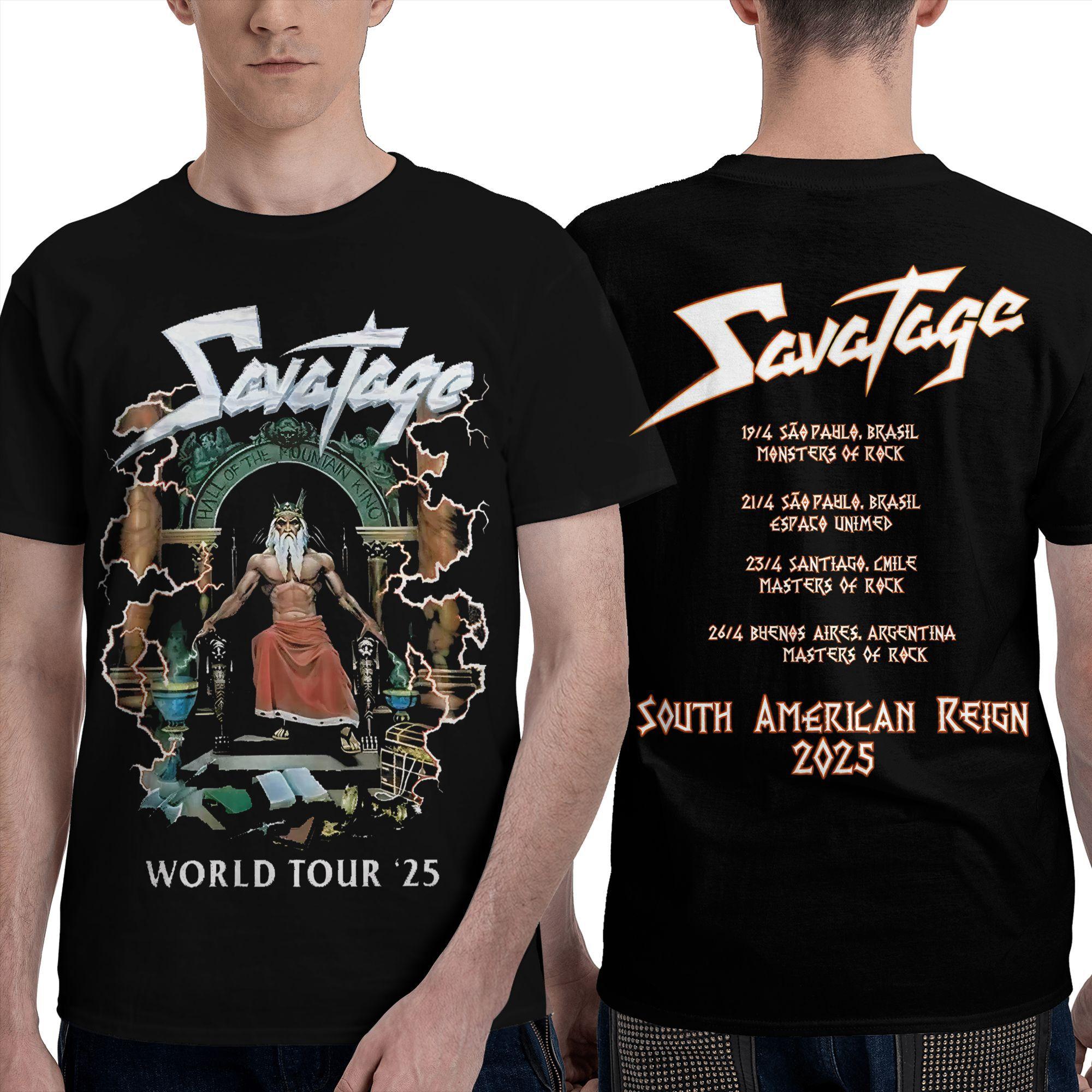 

Savatage Band European Tour 2025 Merch Shirt Men Women Fashion Pure Cotton Graphic Printed Tee Shirts M