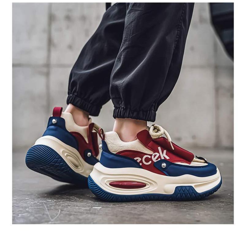 Fashion Men's Designer Shoes Brand Chunky Sneakers Two-tone Lace Up Casual Shoes for Men Fashion Student Vulcanized Zapatillas Hombre