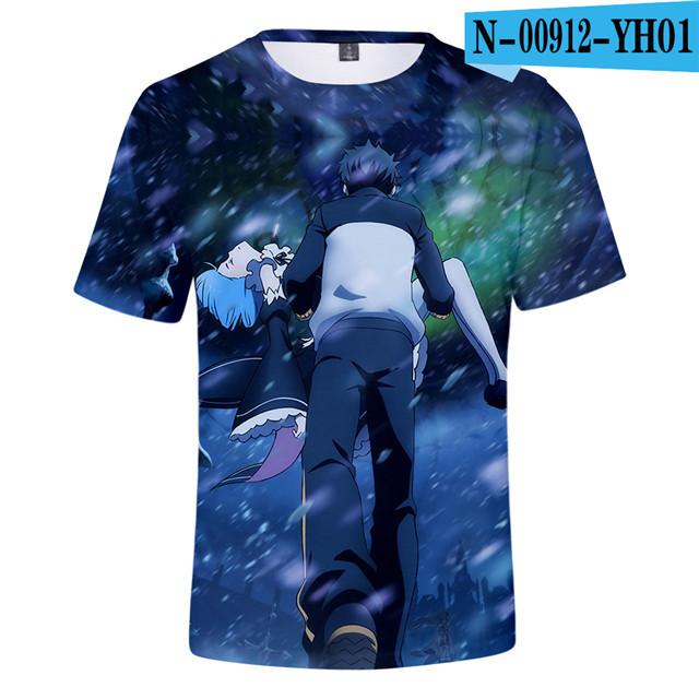 Re Zero 3D potištěné tričko s krátkým rukávem pro léto Muži Ženy Kreslené oblečení Rem a Ram Japonská anime košile Trička