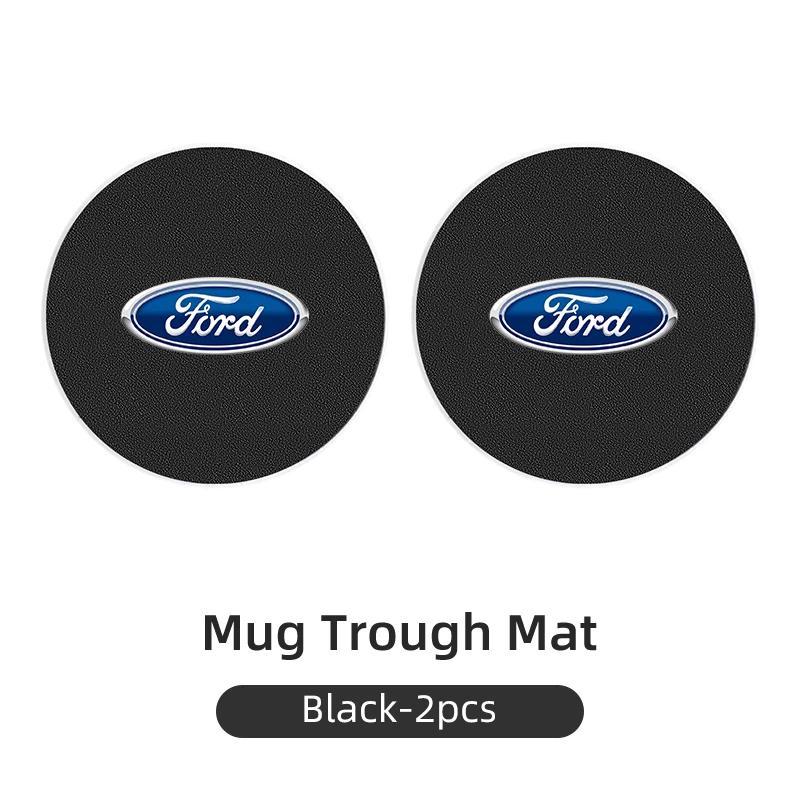 Car Carbon Leathe Coasters Centre Console Water Centre Console Cup Non-Slip Mats For Ford Fiesta Focus mk2 mk3 Ranger  Mustang CVY1