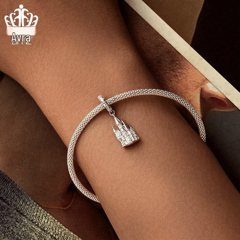 Magic Castle Pendant DIY Bracelet, S925 Sterling Silver, Platinum-Plated.