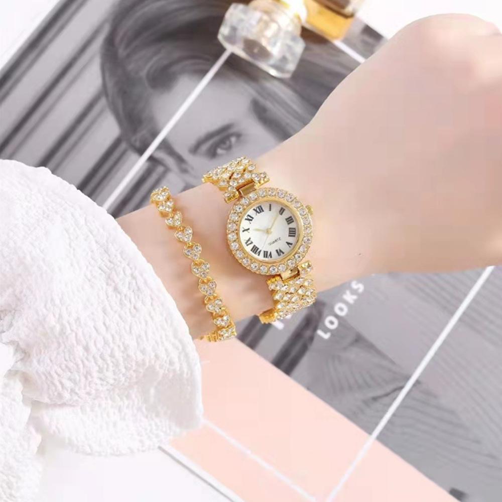 

Simple Internet Celebrity Watch Female, Roman Scale Diamond-encrusted Temperament Bracelet Watch Student watch set